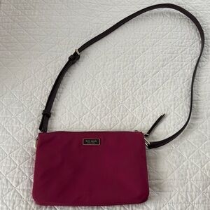 Kate Spade Magenta Crossbody Bag with Dark Brown Strap